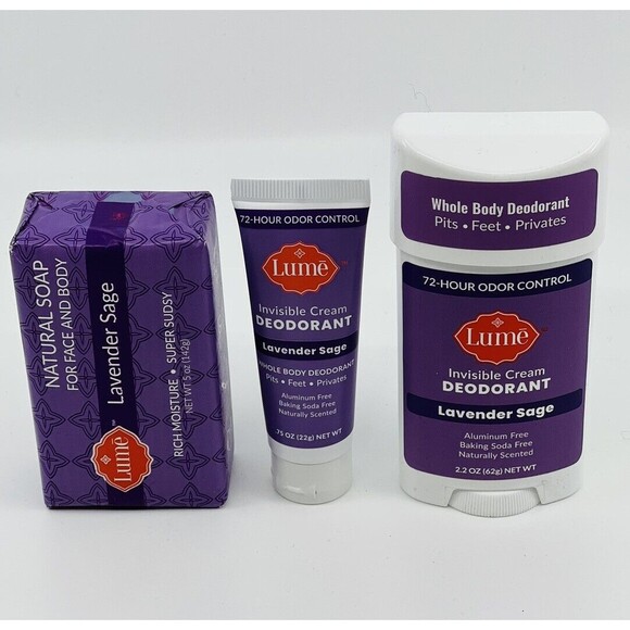 LAVENDER SAGE Bundle Full Cream Deodorant Mini Cream Deodorant Tube 5oz Bar Soap - Picture 3 of 7